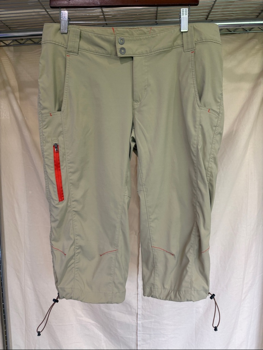 Columbia Women's Tan Capris with Orange Zipper Accent